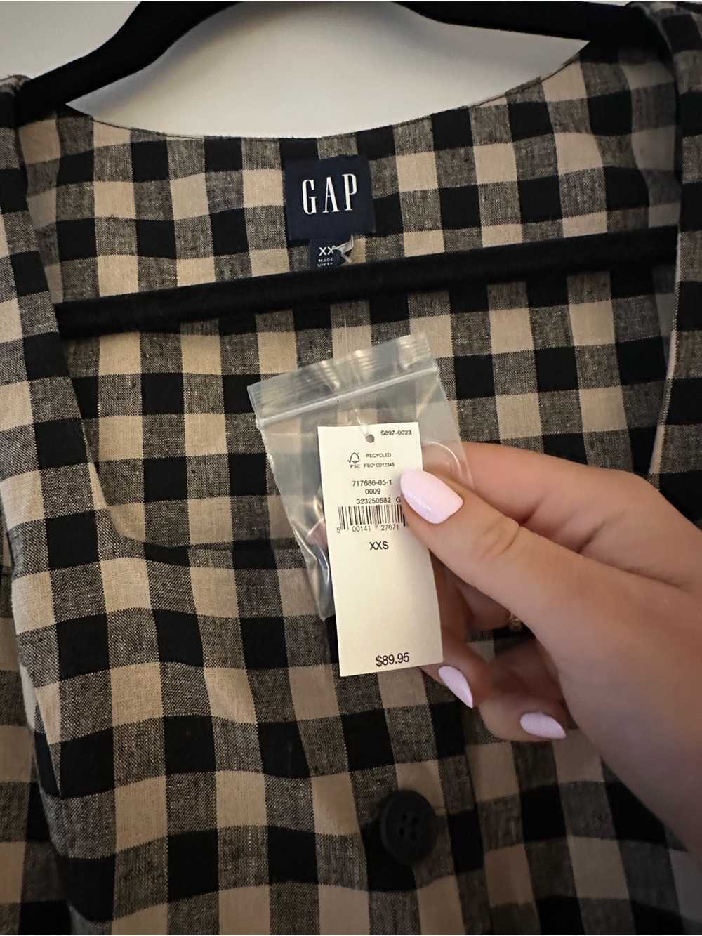 NWT Gingham Linen Mini Dress - Picture 3 of 4